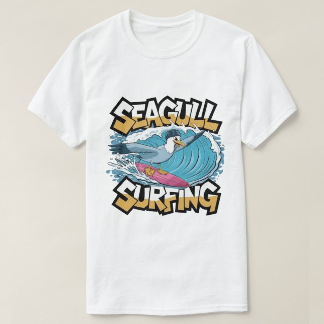 Vinter Surfare Måsfågel, Måsfågel Surfning, Måsfåg T Shirt (Design framsida)