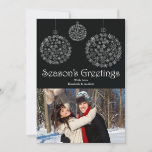 Vinter Svart Snöflinga Ornament Jul Fotokort Julkort