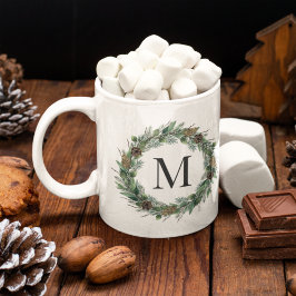Vinter Tall Barrljuds Krans Monogram Kaffemugg
