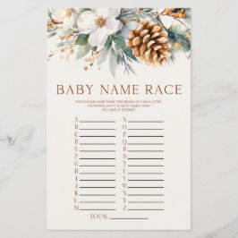 Vinter Tall Träd Blommig Namn Tävling Baby Shower
