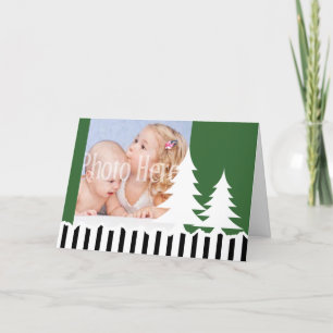 Vinter Tallar Grön Fotohälsning Helgkort
