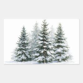 Vinter Tallar Rektangulärt Klistermärke