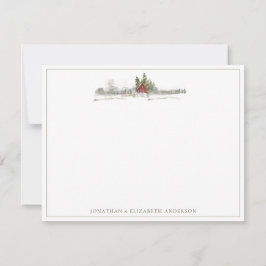 Vinter Tallskog Minimalistisk Notkort Anteckningskort