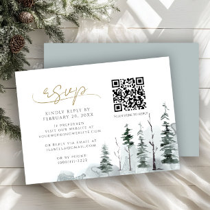 Vinter Tallskog Sage QR-kod Bröllopsanmälan Tilläggskort