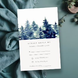 Vinter Tallskog Snö Akvarell Bröllop RSVP Tilläggskort