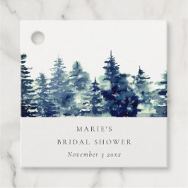 Vinter Tallskog Snö Akvarell Bröllsduscha Gåvor Etiketter