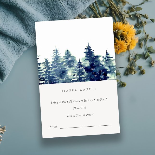 Vinter Tallskog Snö Blöjor Lotteri Baby Shower Tilläggskort (Skapare uppladdad)
