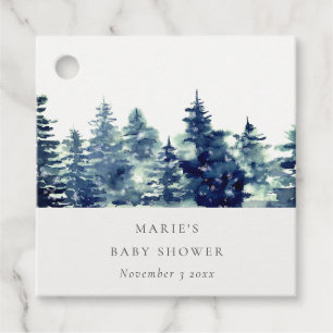 Vinter Tallskog Snöfall Akvarell Baby Shower Gåvor Etiketter