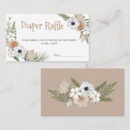 Vinter Taupe Blommig Blöja Lotteri Baby Shower Spe Visitkort