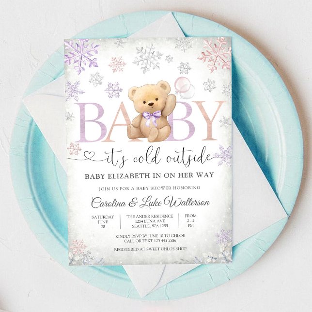 Vinter Teddybjörn Baby Shower Inbjudan (Skapare uppladdad)