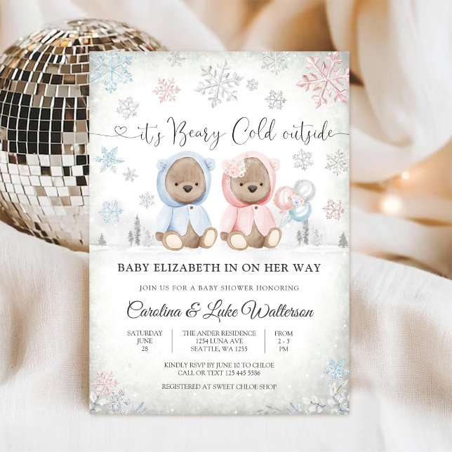 Vinter Teddybjörn Baby Shower Inbjudan (Skapare uppladdad)