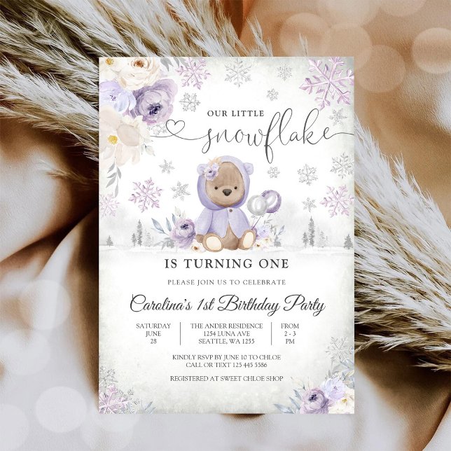 Vinter Teddybjörn Födelsedagsinbjudan Inbjudningar (Skapare uppladdad)