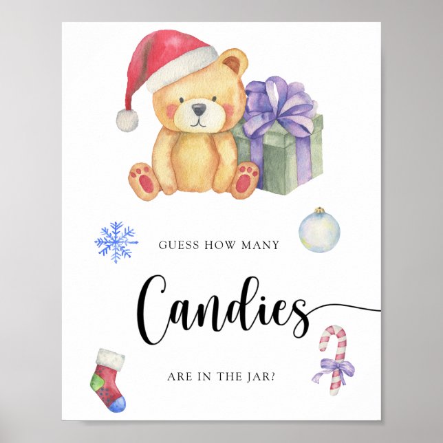 Vinter Teddybjörn - gissa hur många godisar Poster (Framsidan)
