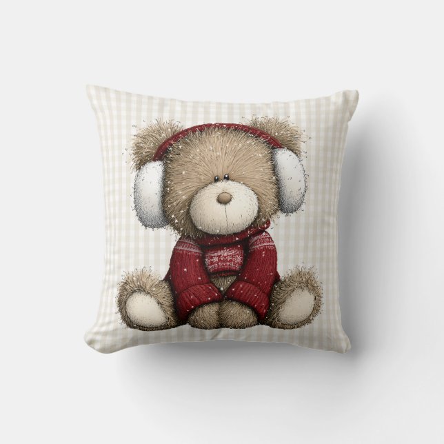 Vinter Teddybjörn Kastkudde Kudde (Framsida)