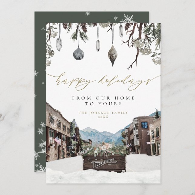 Vinter Telluride Colorado Mountain-julkort Inbjudningar (Fram/baksida)