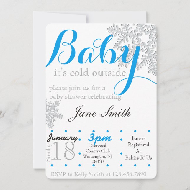 Vinter Theme Baby Shower Inbjudan (Framsida)