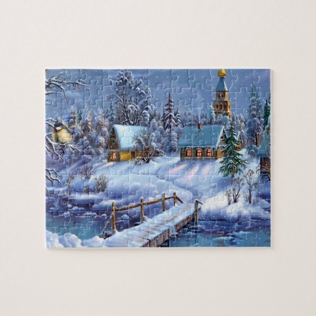 Vinter Themed Puzzle Pussel (Horisontell)