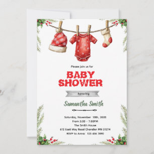 Vinter tomte baby shower inbjudan