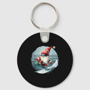 Vinter Tomte Jultomte Med Skidbrillor Retro Snö Nyckelring