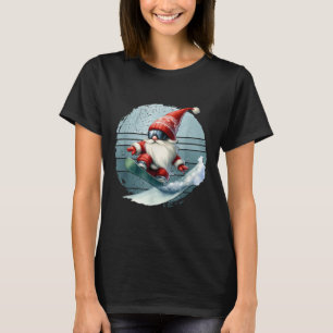 Vinter Tomte Jultomte Med Skidbrillor Retro Snowbo T Shirt