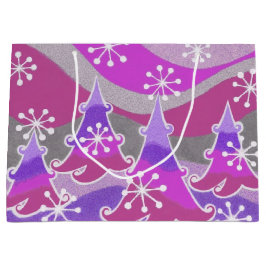 Vinter-Träd-Lila-presentsäck stor