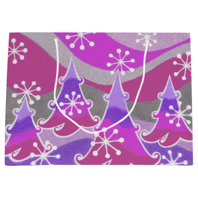 Vinter-Träd-Lila-presentsäck stor (Framsidan)