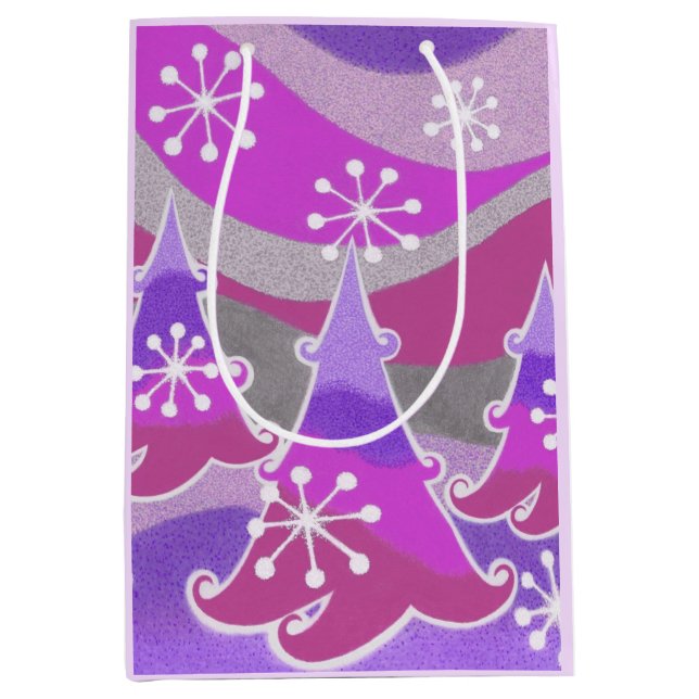 Vinter Träd Lila presentsäcksmedium (Framsidan)