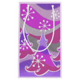 Vinter-Träd-Lila-presentväska liten