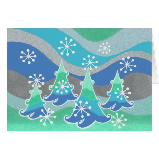 Vinter-Träd, "Season's Greetings"-kort Hälsningskort (Framsidan Horizontal)