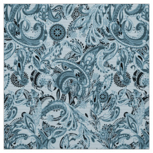 Vinter traditionell paisley blommigt blue mönster  tyg