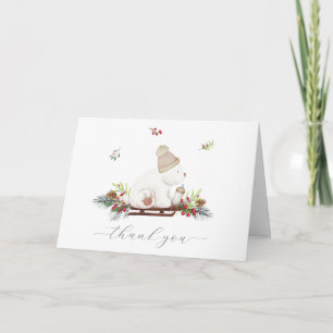 Vinter Träslejd Isbjörn Baby Shower Tack Kort