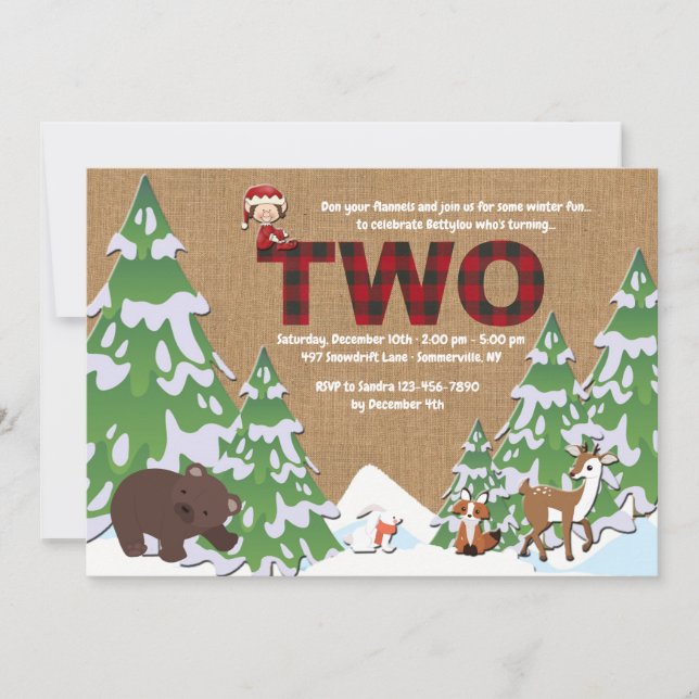 Vinter två Födelsedagsfest inbjudan (Framsida)