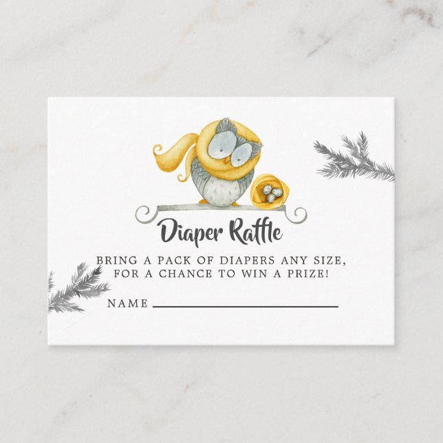 Vinter Uggla jul - babykläder Diaper Raffle Tilläggskort (Framsida)