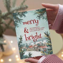 Vinter utomhusmiljö Merry and Bright Julkort