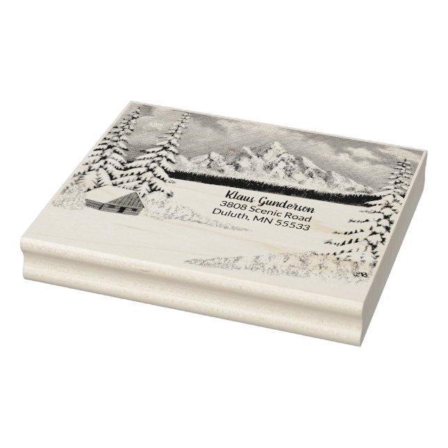 Vinter Vacker Stor Trä Adress Stämpel (Stämpel)