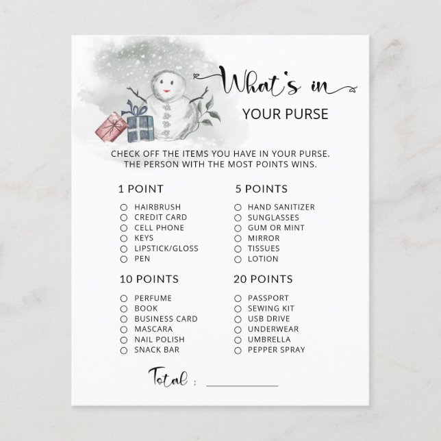 Vinter Vad är i ditt handduschspel? (Framsida)