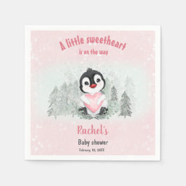 Vinter-Valentineser Penguin Girl Baby Shower Pappersservett