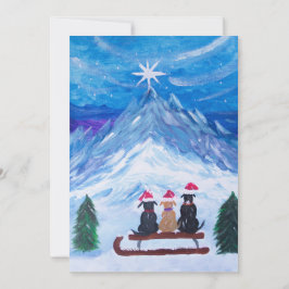 Vinter Valp Vänner Julkort