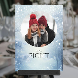 Vinter Värld Vandrings Skog Foto Bord Nummer Inbjudningar