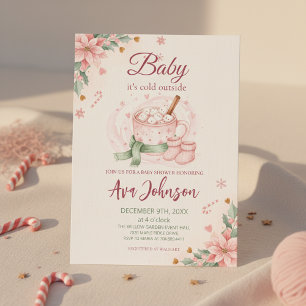 Vinter Varm Choklad Baby Shower Inbjudan Rosa