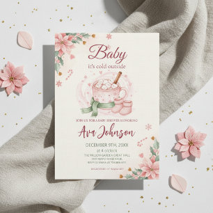 Vinter Varm Choklad Baby Shower Inbjudan Rosa