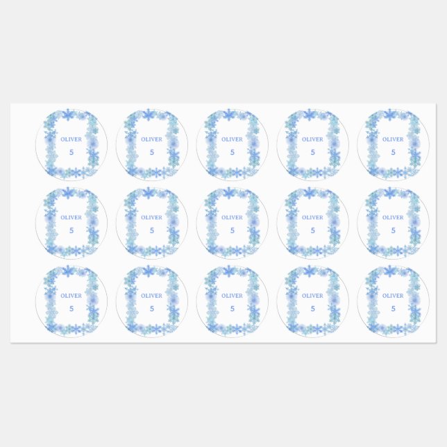 Vinter Vattentäta Etiketter Minimalistisk Snöfling (Ark)