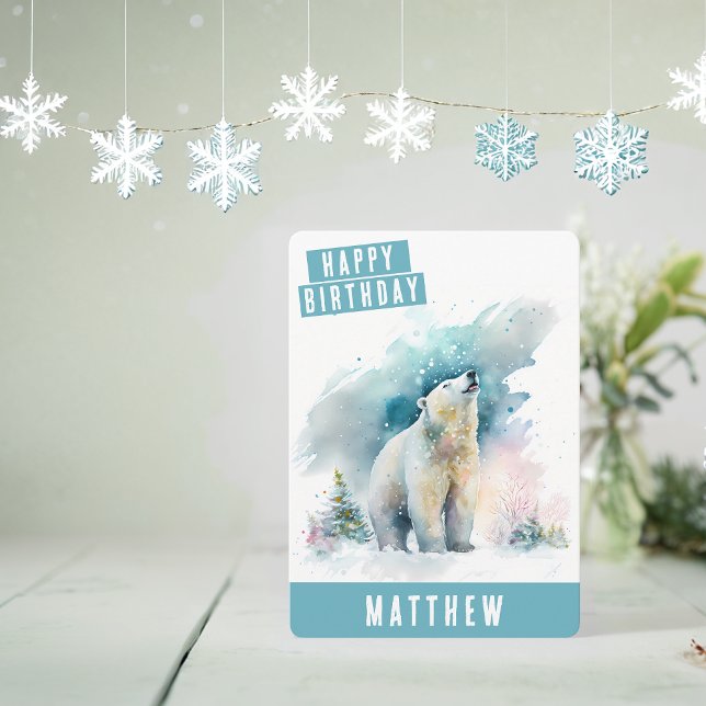 Vinter vibes Bear Birthday Card Julkort (Skapare uppladdad)