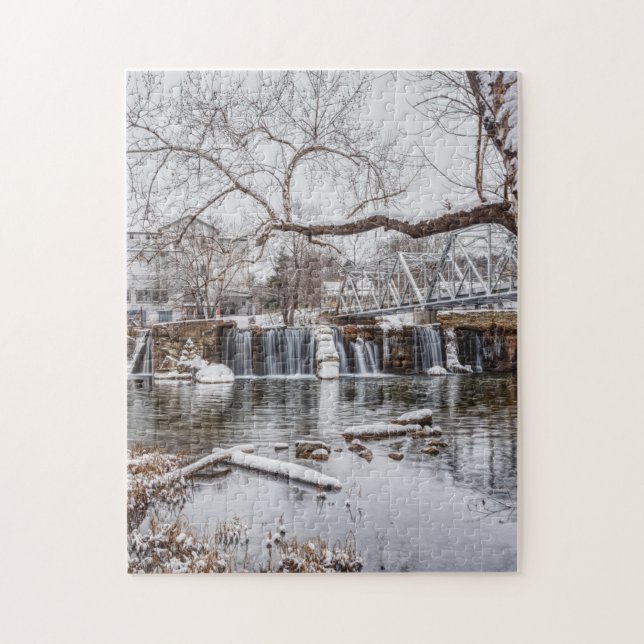 Vinter vid Finley Dam Jigszle Puzzle Pussel (Vertikal)