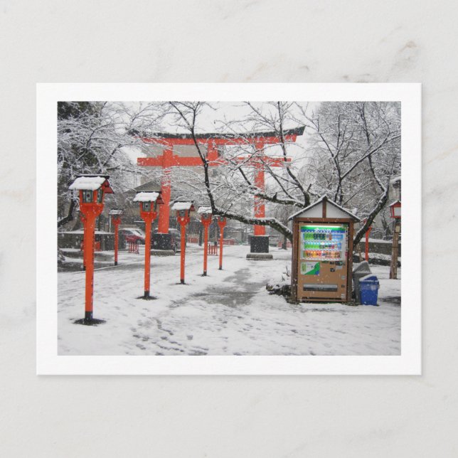 Vinter vid Hirano Shrine: Kyoto Vykort (Framsida)