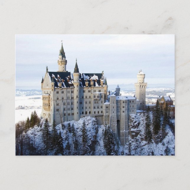 Vinter vid Neuschwanstein Castle, Tyskland Bayern Vykort (Framsida)