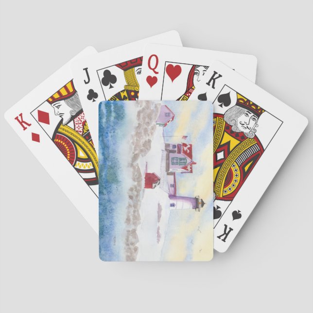 Vinter vid Nubble LIghthouse i Maine-spelkort Spelkort (Baksidan)