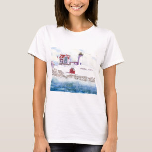 Vinter vid Nubble LIghthouse i Maine Tee Shirt