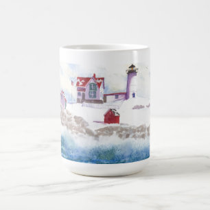 Vinter vid Nubble LIghthouse Maine Mugg