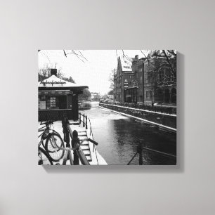 Vinter vid Riverside BW Canvastryck